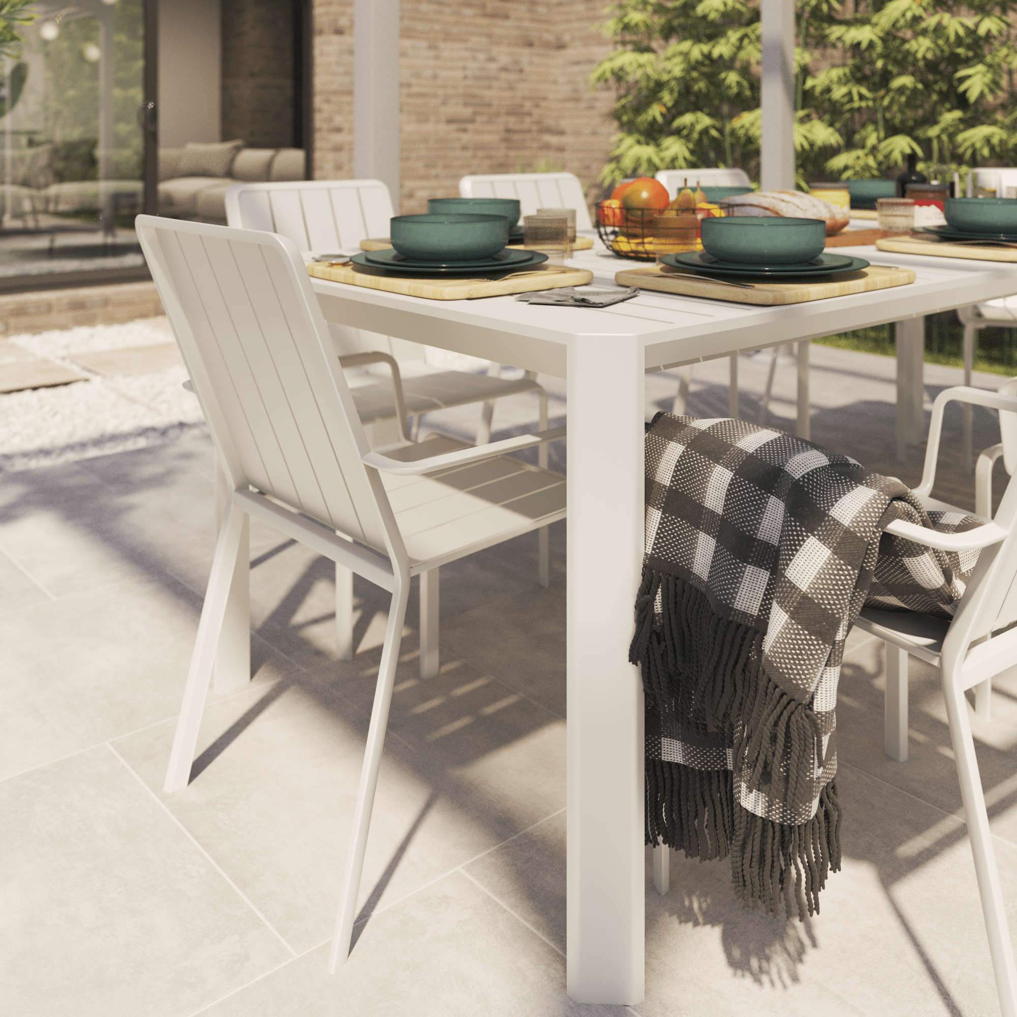 Idaho Naterial extendable table, all-aluminium, 180/240 x 100 cm, beige