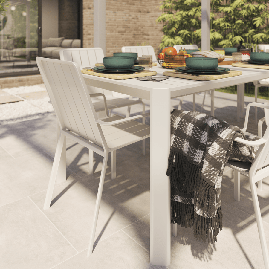 Idaho Naterial extendable table, all-aluminium, 180/240 x 100 cm, beige