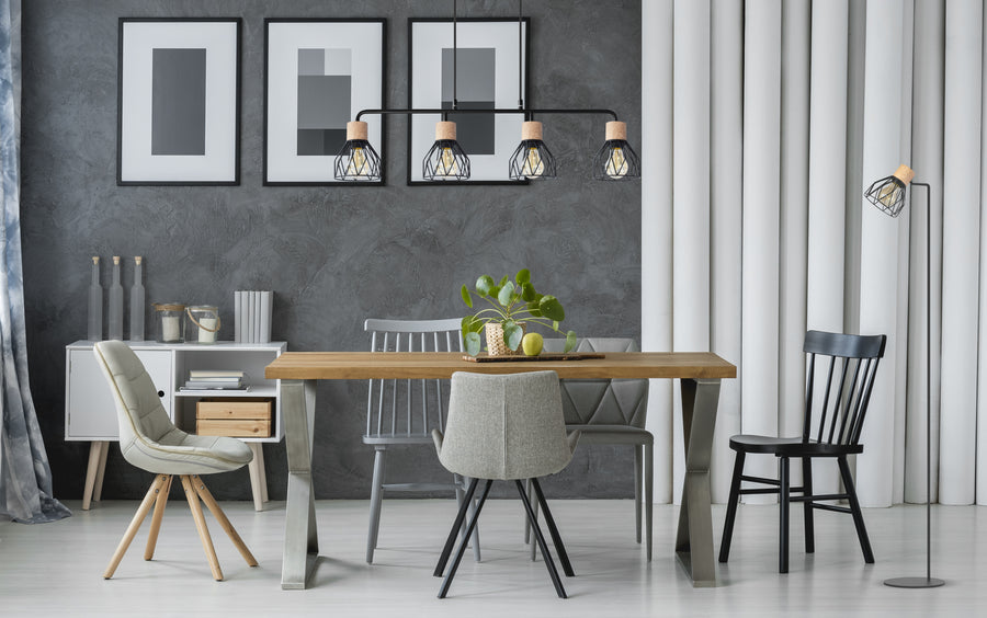 CLAYTON WOOD AND METAL CHANDELIER 84CM 4XE27=40W