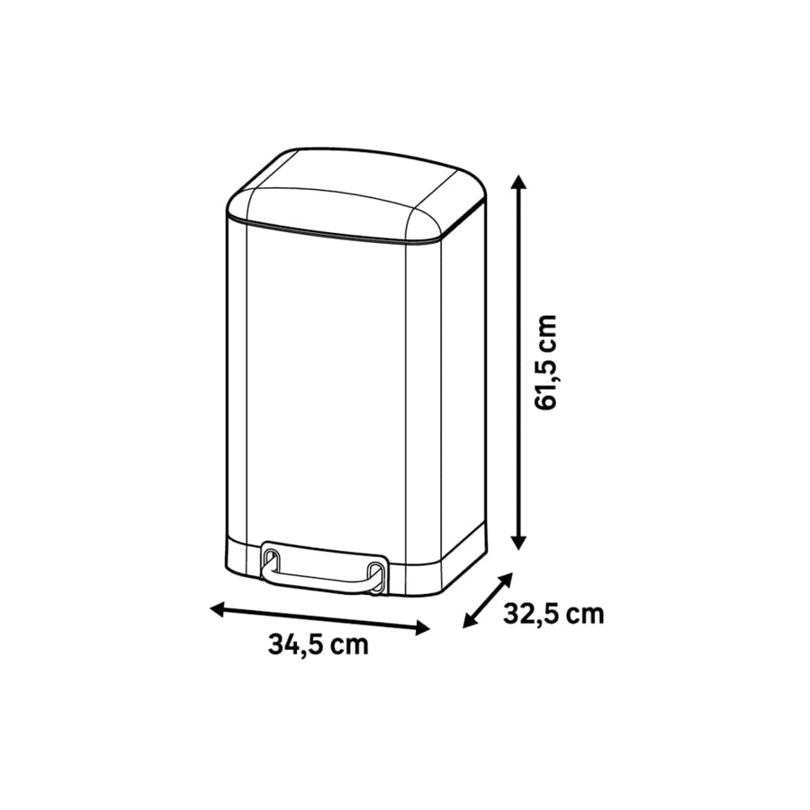 Bricocenter 30L SLIM PEDAL BIN, STAINLESS STEEL, FINGERPRINT RESISTANT, SOFT CLOSURE