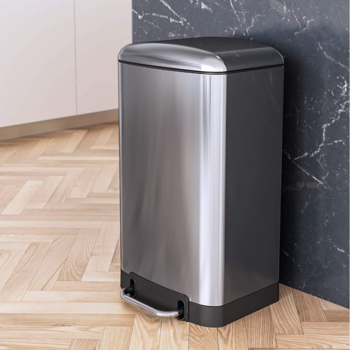 30L SLIM PEDAL BIN, STAINLESS STEEL, FINGERPRINT RESISTANT, SOFT CLOSURE