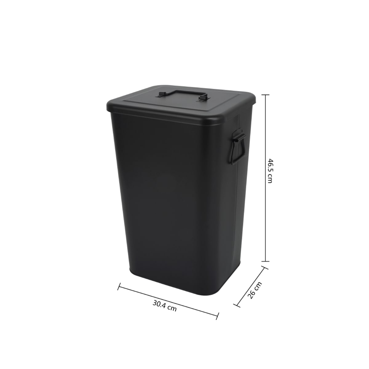 BLACK METAL DUSTBIN LT 26 WITH LID