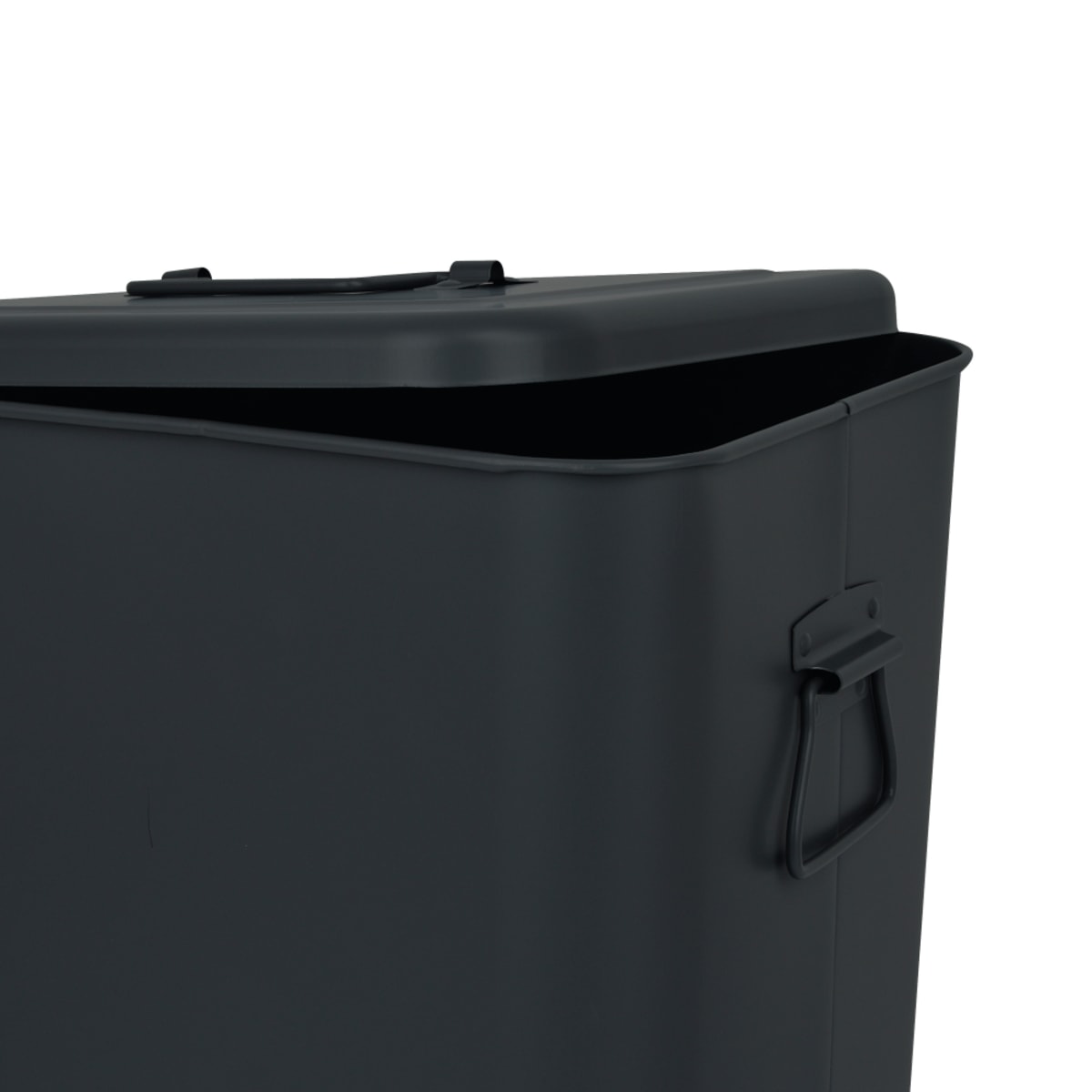 BLACK METAL DUSTBIN LT 26 WITH LID