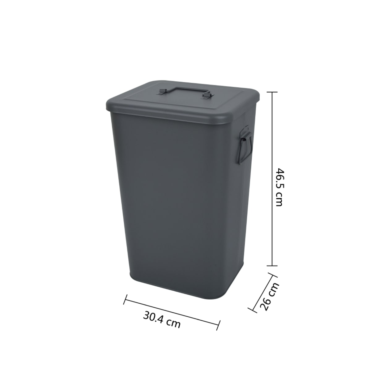 GREY METAL DUSTBIN LT 26 WITH LID