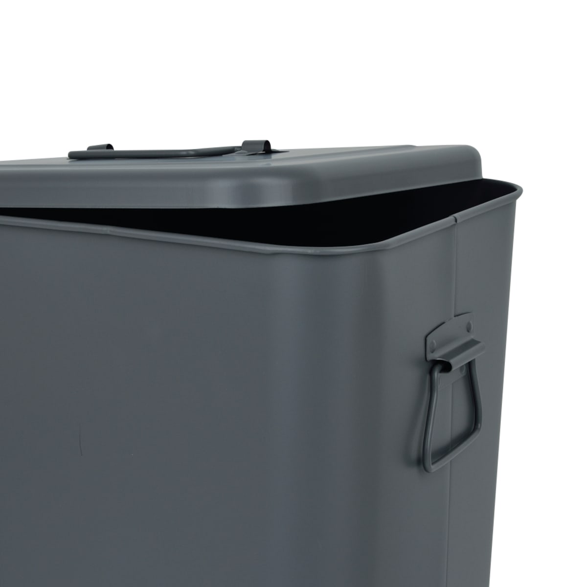 GREY METAL DUSTBIN LT 26 WITH LID