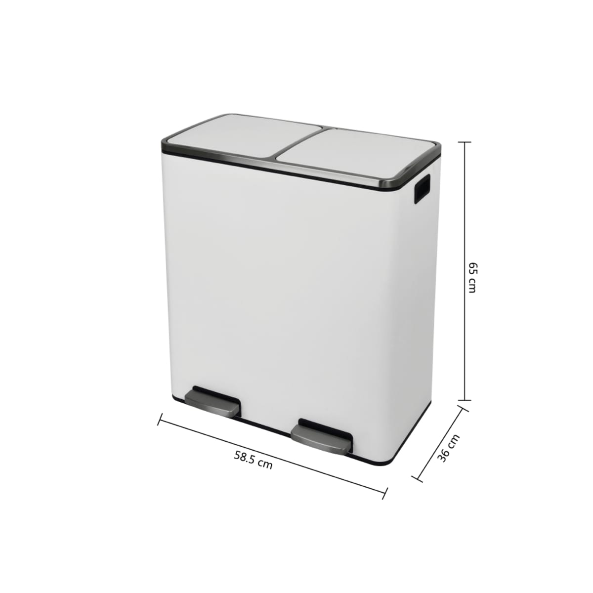 Bricocenter PEDAL BIN 2X30LT, WHITE STEEL, SOFT CLOSING