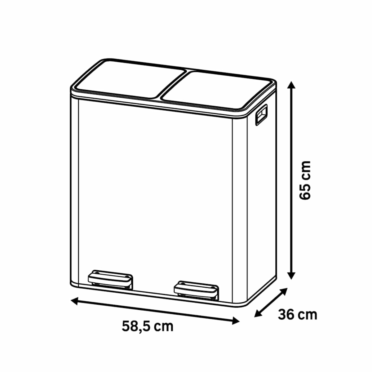 Bricocenter PEDAL BIN 2X30LT, WHITE STEEL, SOFT CLOSING