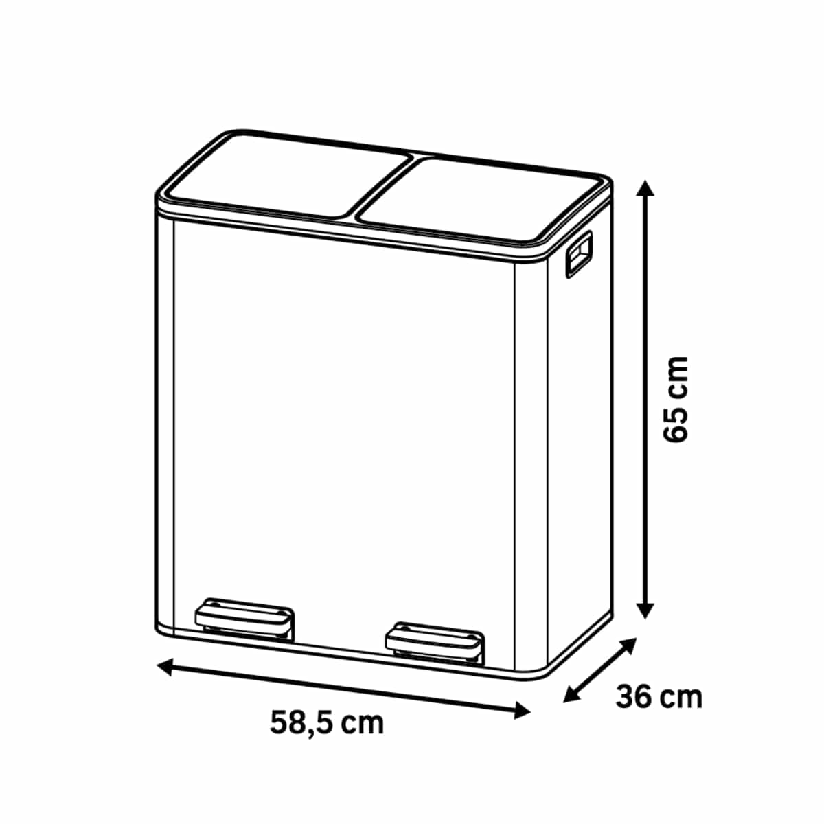 Bricocenter PEDAL BIN 2X30LT, WHITE STEEL, SOFT CLOSING