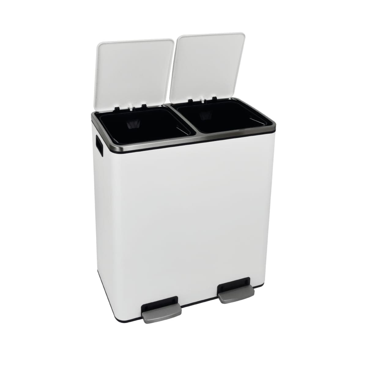 Bricocenter PEDAL BIN 2X30LT, WHITE STEEL, SOFT CLOSING