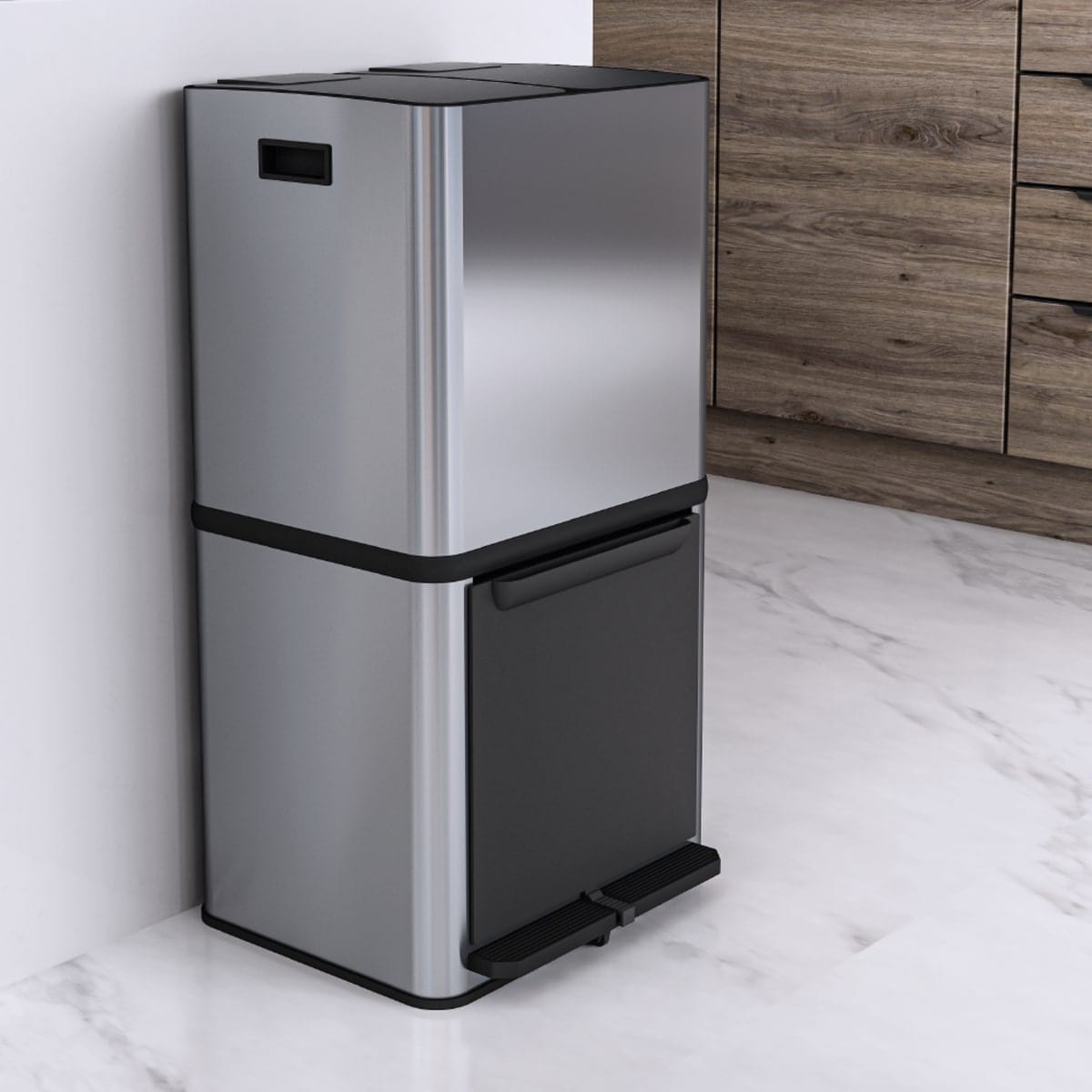Bricocenter PEDAL BIN 2X15L AND SINGLE CONTAINER 20L, STAINLESS STEEL, SOFT CLOSING