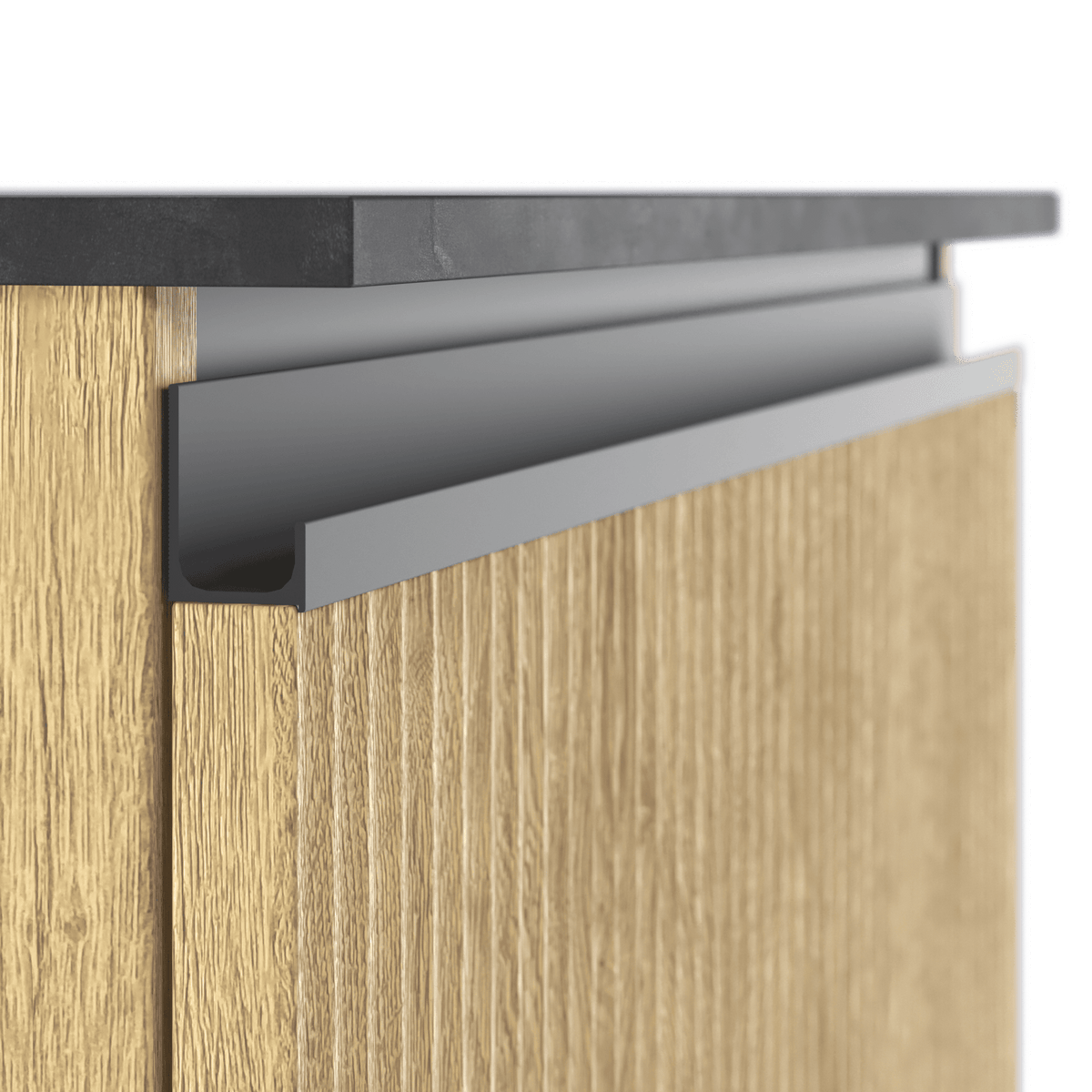 Under-sink unit in striped oak, 2 drawers, 90cm