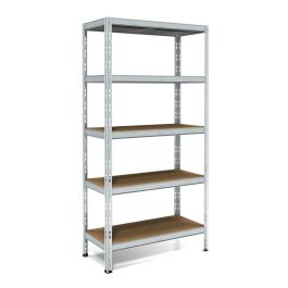 Metal and Wood Shelving L90XP40XH180CM, 175 KG, 5 Space Shelves