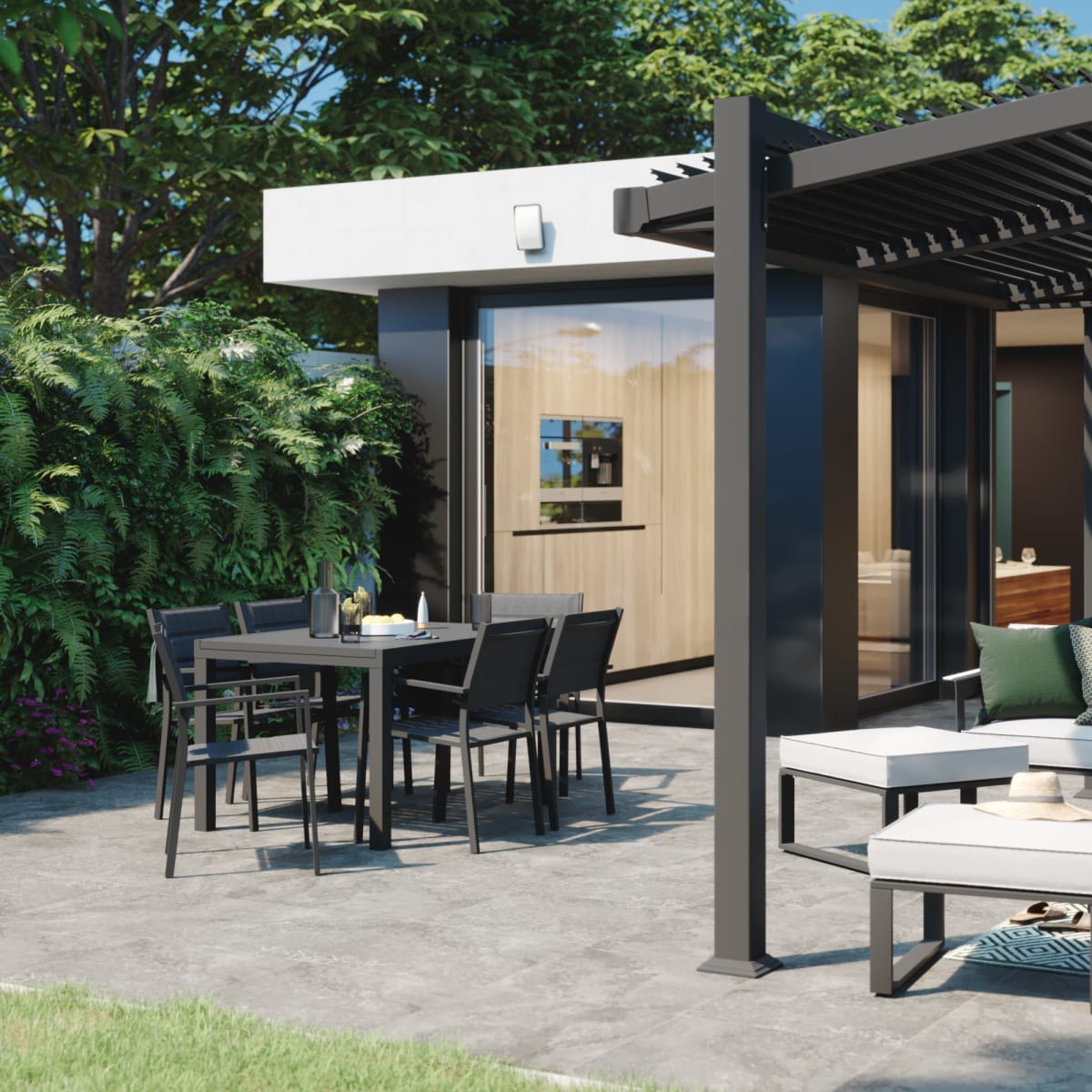 Bricocenter NATERIAL ODYSSEA PERGOLA 319X380 IN DARK GRAY ALUMINUM