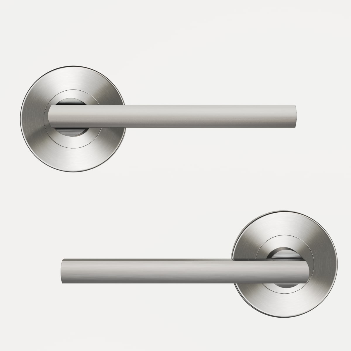 LEE DOOR HANDLE WITH ESCUTCHEON AND SPOUT POLISHED BRUSHED NICKEL FINISH