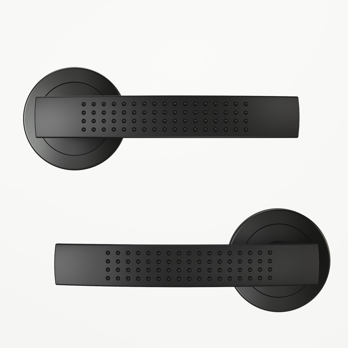 LOUNA DOOR HANDLE WITH ROSETTE AND VENT MATTE BLACK FINISH