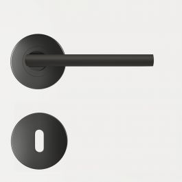 LEE DOOR HANDLE WITH ROSETTE AND VENT MATTE BLACK FINISH