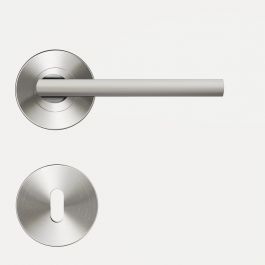 LEE DOOR HANDLE WITH ESCUTCHEON AND SPOUT POLISHED BRUSHED NICKEL FINISH