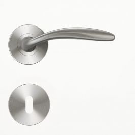AGATHE DOOR HANDLE WITH ESCUTCHEON AND SPOUT POLISHED BRUSHED NICKEL FINISH