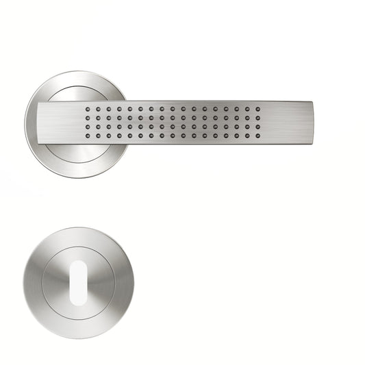 LOUNA DOOR HANDLE WITH ESCUTCHEON AND SPOUT POLISHED BRUSHED NICKEL FINISH