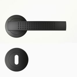 LOUNA DOOR HANDLE WITH ROSETTE AND VENT MATTE BLACK FINISH