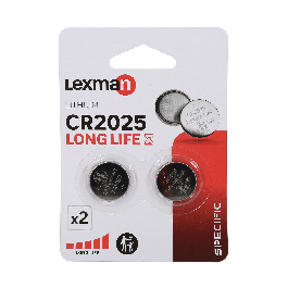 2 X LEXMAN CR2025 LITHIUM BATTERIES