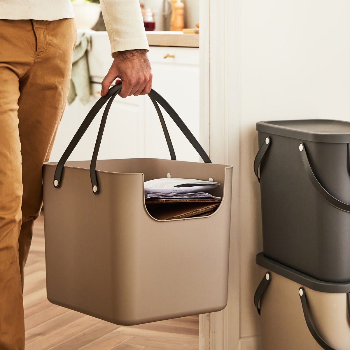 Bricocenter SELECTIVE DUSTBIN 40L - DELINIA -TRENDY TAUPE - PLASTIC