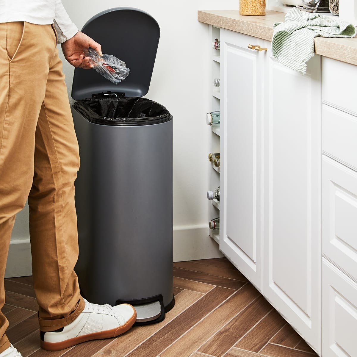 Bricocenter 40L SLIM PEDAL BIN, GREY, SOFT CLOSING