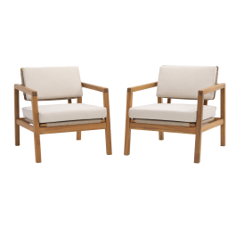 SET OF 2 NATERIAL OASIS ARMCHAIRS IN FSC ACACIA AND ROPE CUSHIONS INCLUDED