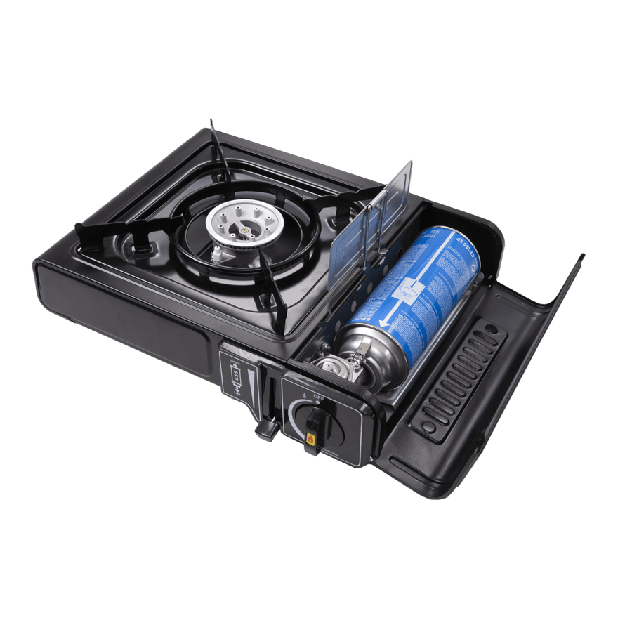 CAMPING CASE STOVE NATERIAL NOMI 1.9KW FOR GAS CARTRIDGE DIM. 28.5X33X8.8