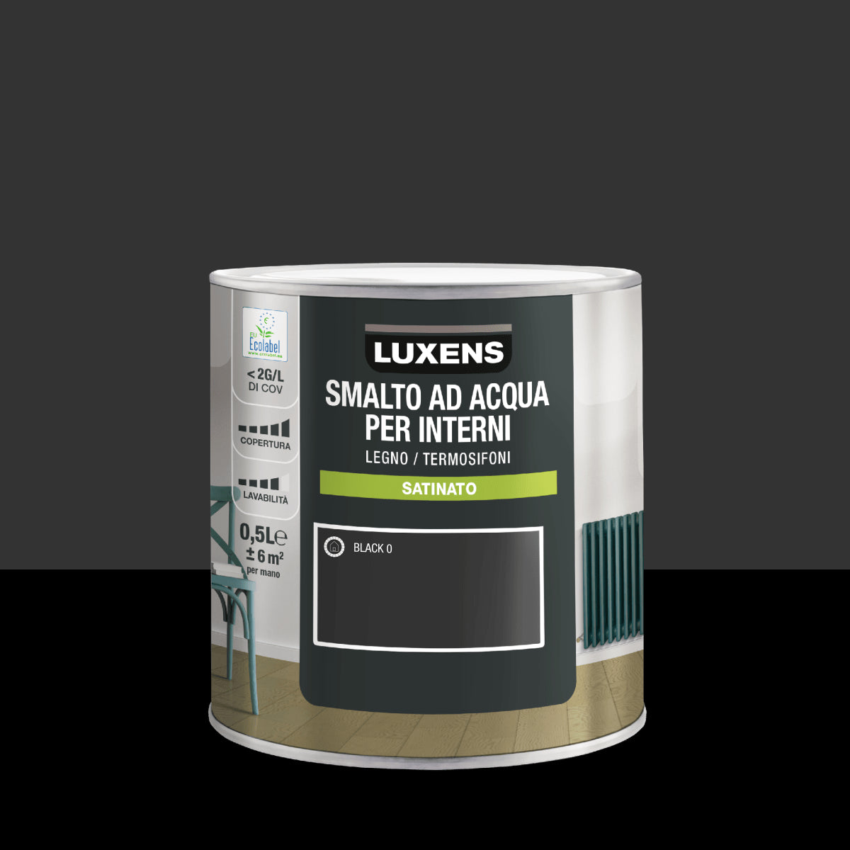 LUXENS SATIN BLACK INTERIOR ENAMEL 500 ML