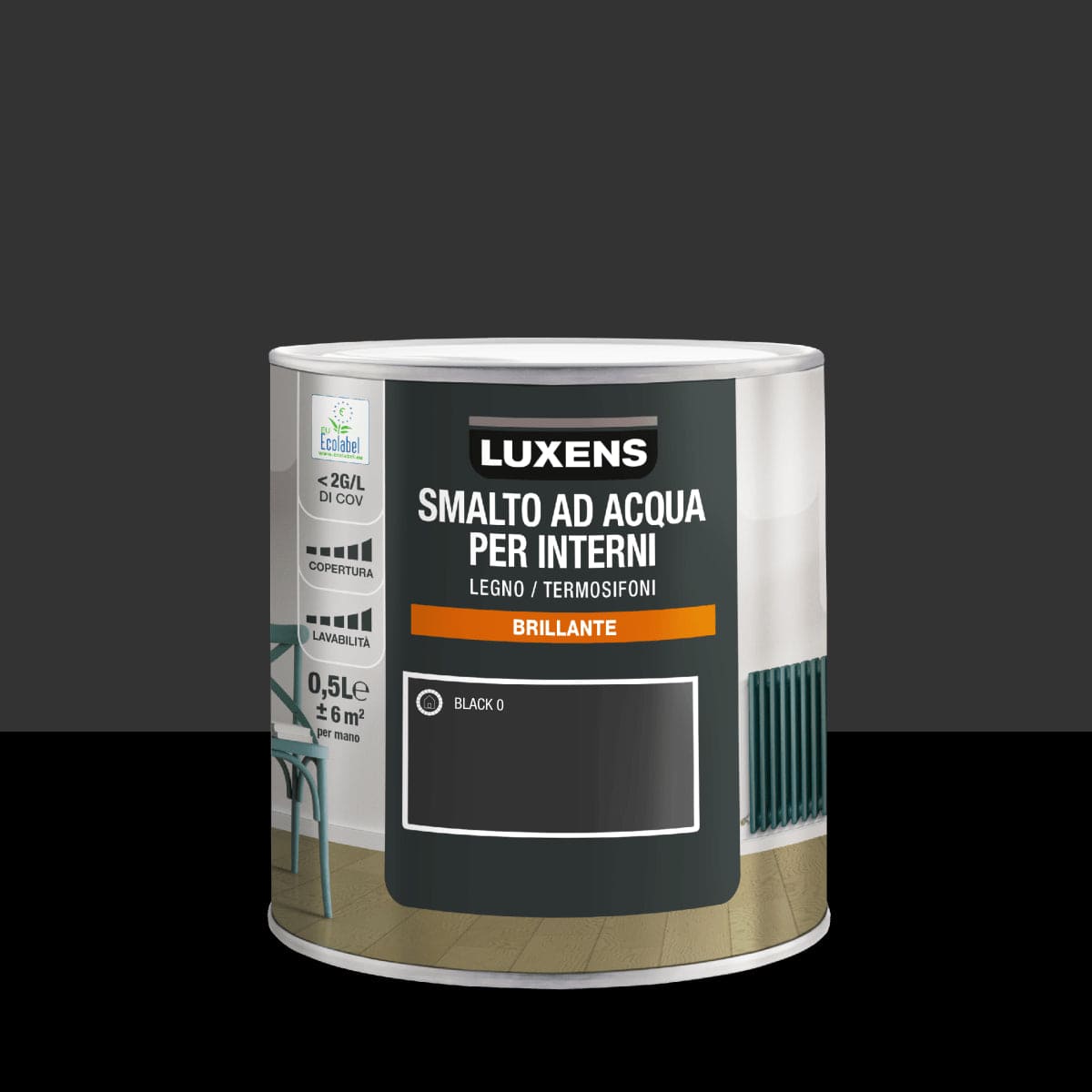 Bricocenter LUXENS BRILLIANT BLACK INTERIOR WATER ENAMEL 500ML