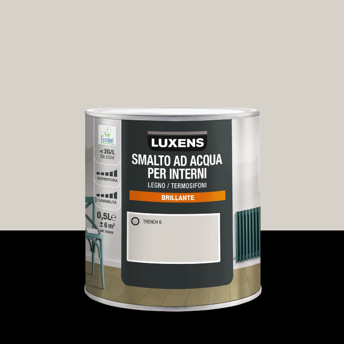 Bricocenter WATER-BASED INTERIOR ENAMEL TRENCH 6 BRILLIANT LUXENS 500ML