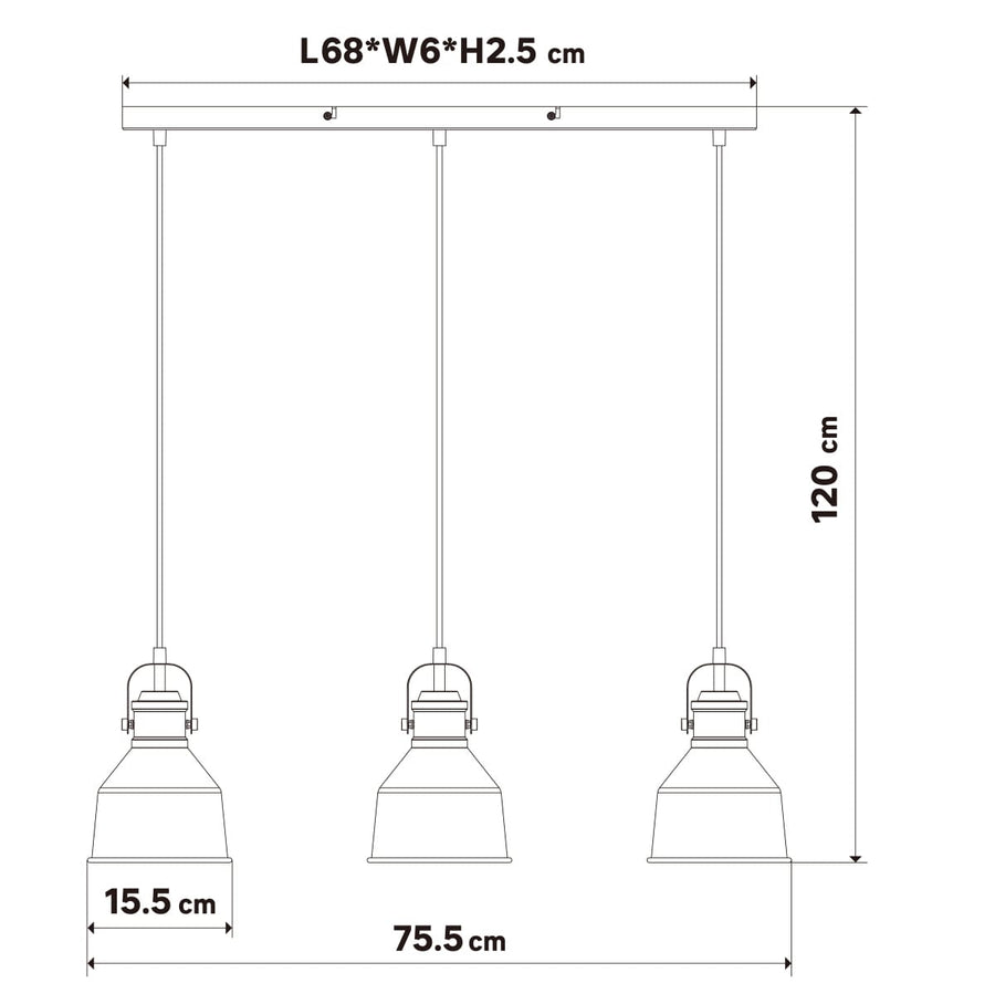 Bricocenter EZIO BLACK METAL CHANDELIER 76X15.5X12CM 3XE27=60W