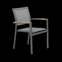 CLARA STACKABLE ALUMINIUM CHAIR WITH WOODEN ARMRESTS 57X58X86CM NATERIAL