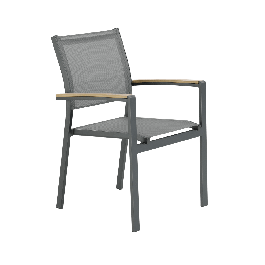 CLARA STACKABLE ALUMINIUM CHAIR WITH WOODEN ARMRESTS 57X58X86CM NATERIAL