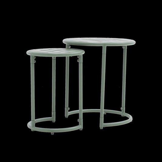 Bricocenter SET DI 2 TAVOLINI BASSI CAFE II GIGOGNE ACCIAIO D41H46 D31H41 VERDE