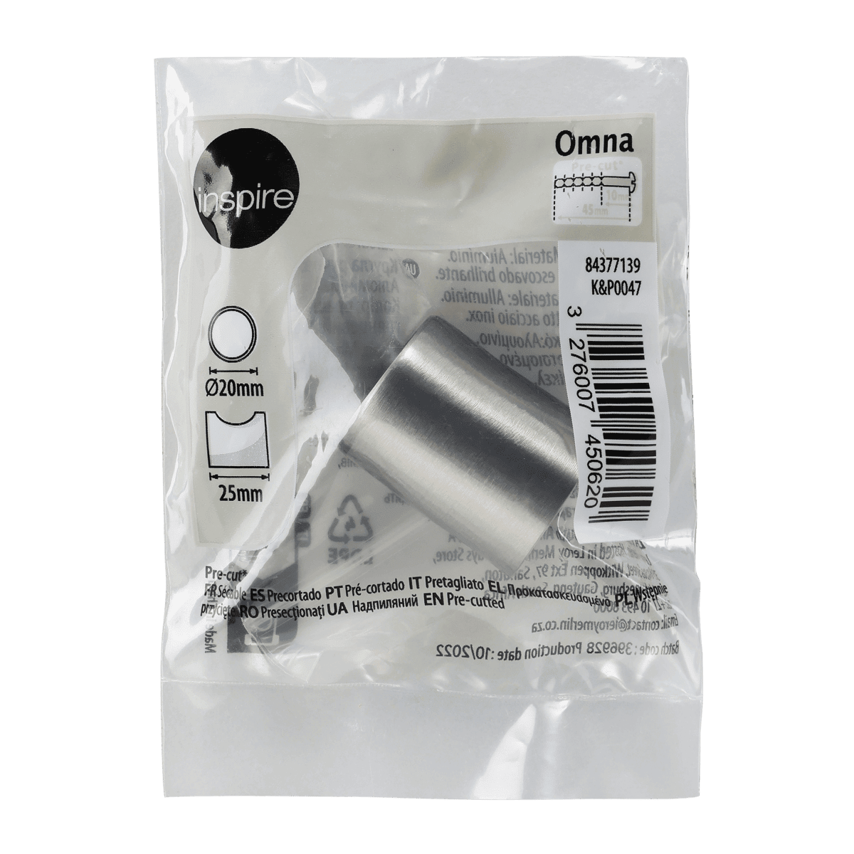 1 OMNA D 19.5MM BRUSHED NICKEL KNOB