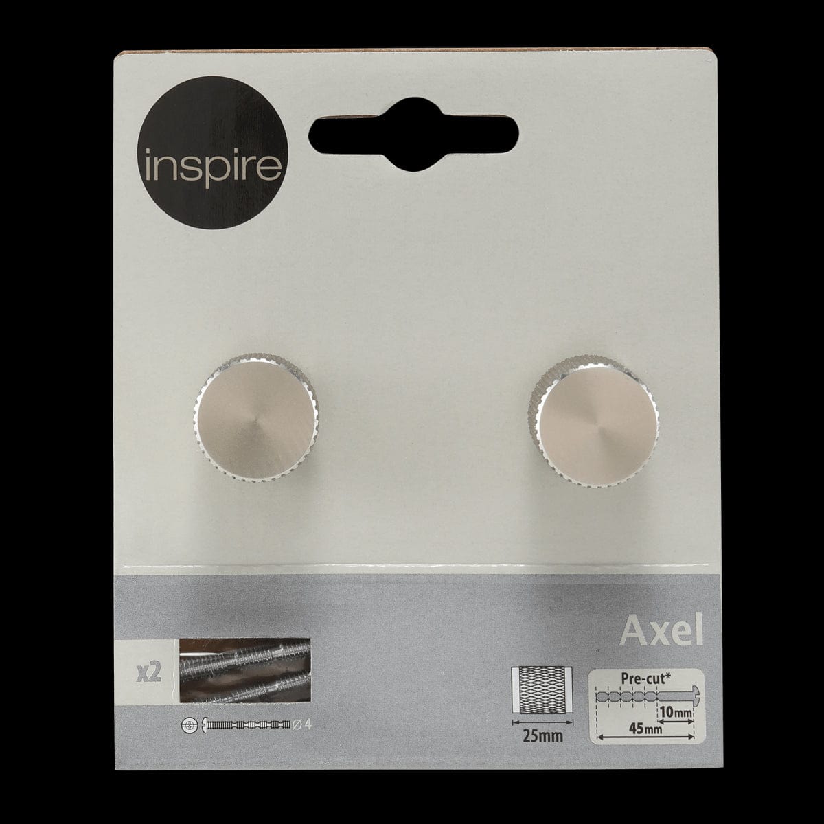 2 AXEL KNOBS D 18 X H25 MM IN POLISHED BRUSHED NICKEL