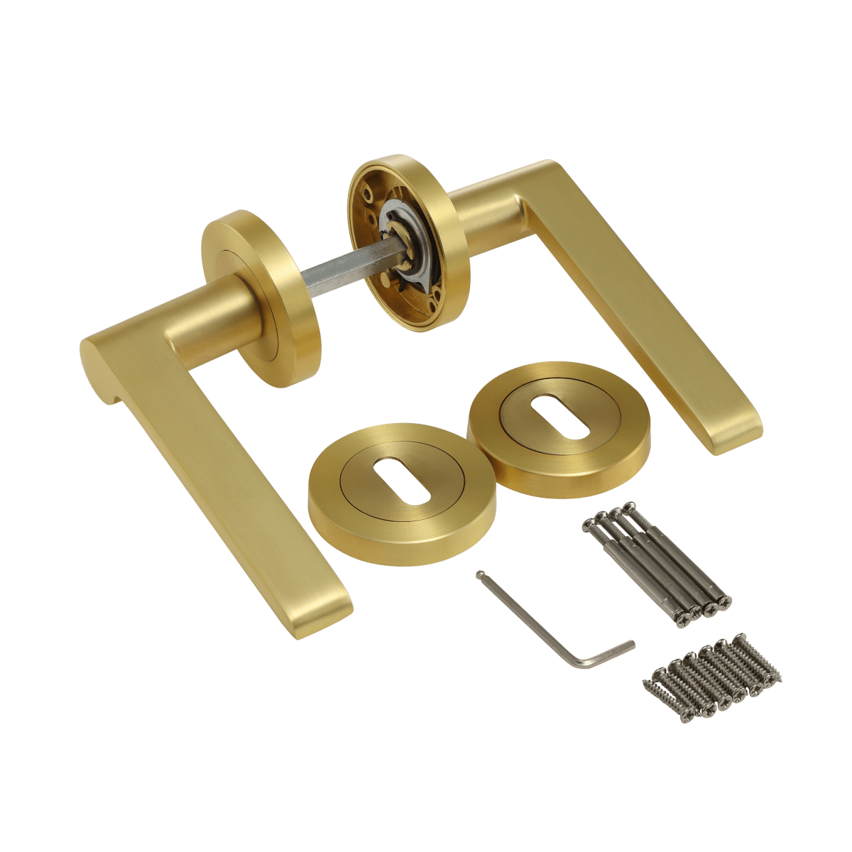 LOUNA DOOR HANDLE WITH ESCUTCHEON AND SPOUT POLISHED BRUSHED NICKEL FINISH