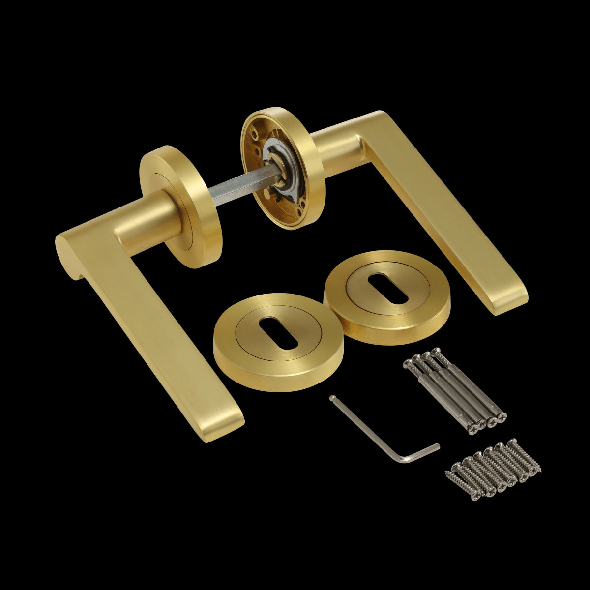 LOUNA DOOR HANDLE WITH ESCUTCHEON AND SPOUT POLISHED BRUSHED NICKEL FINISH