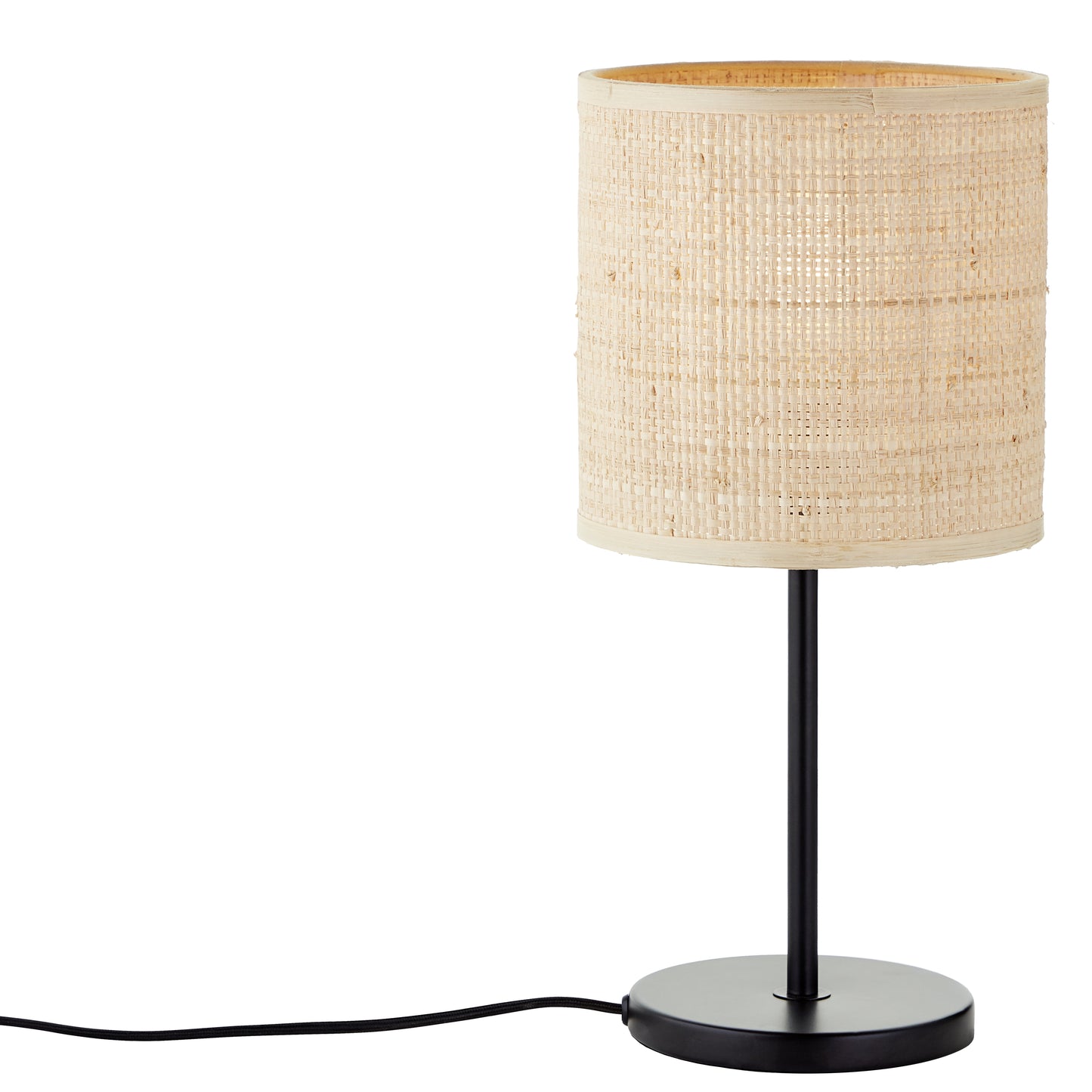 CARVI TABLE LAMP NATURAL RAFFIA AND BLACK METAL H36 CM E27