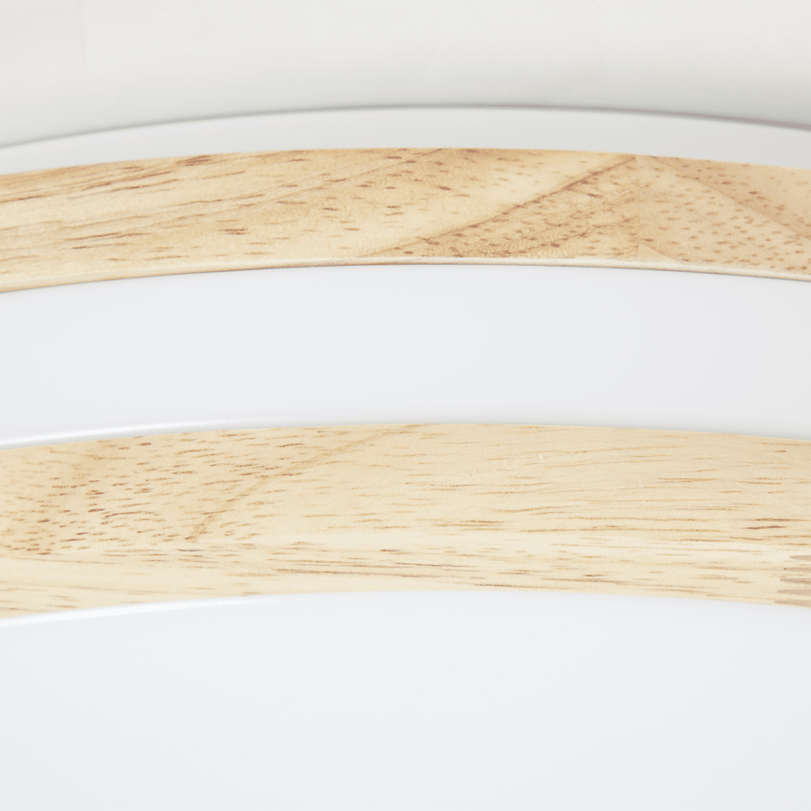 Kosta ceiling light in white metal and wood, 40 cm diameter, LED, CCT, dimmable