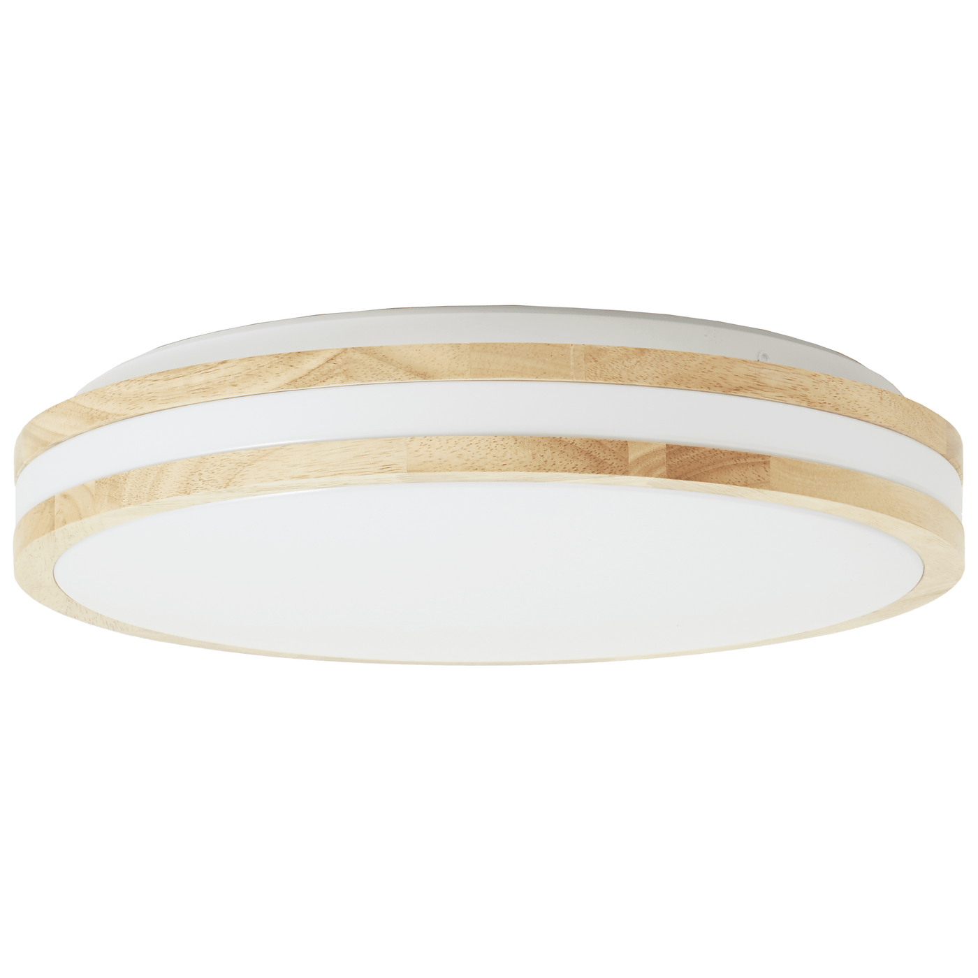 Kosta ceiling light in white metal and wood, 40 cm diameter, LED, CCT, dimmable