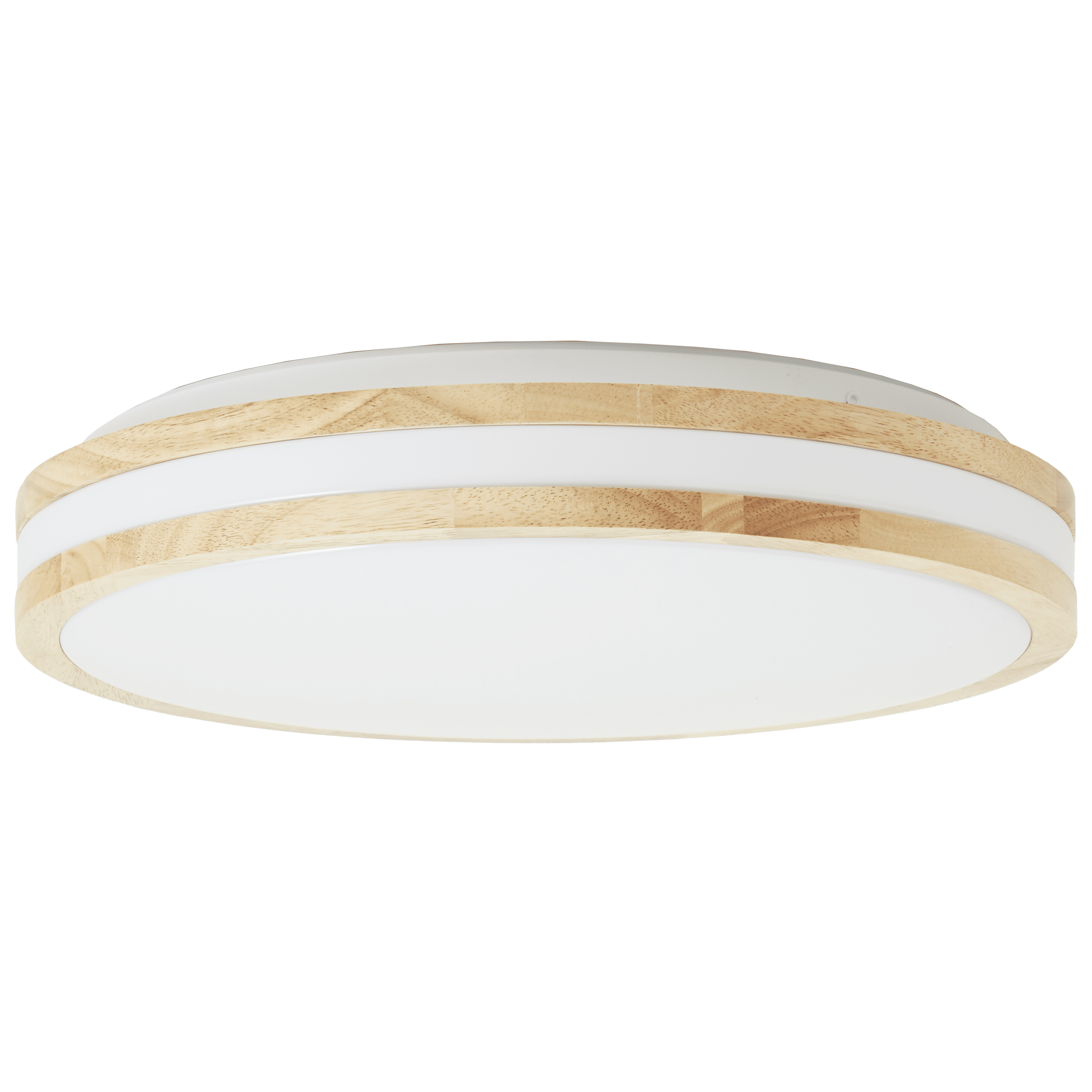 Kosta ceiling light in white metal and wood, 40 cm diameter, LED, CCT, dimmable