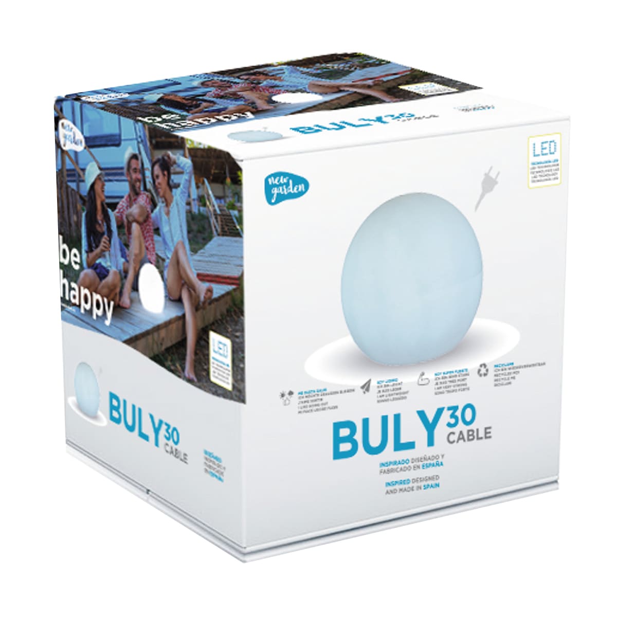 BULY LAMP PLASTIC WHITE D30 CM E27=25W COLD LIGHT IP65