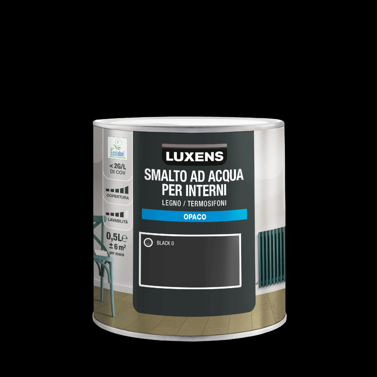 LUXENS BLACK MATT INTERIOR WATER ENAMEL 500 ML