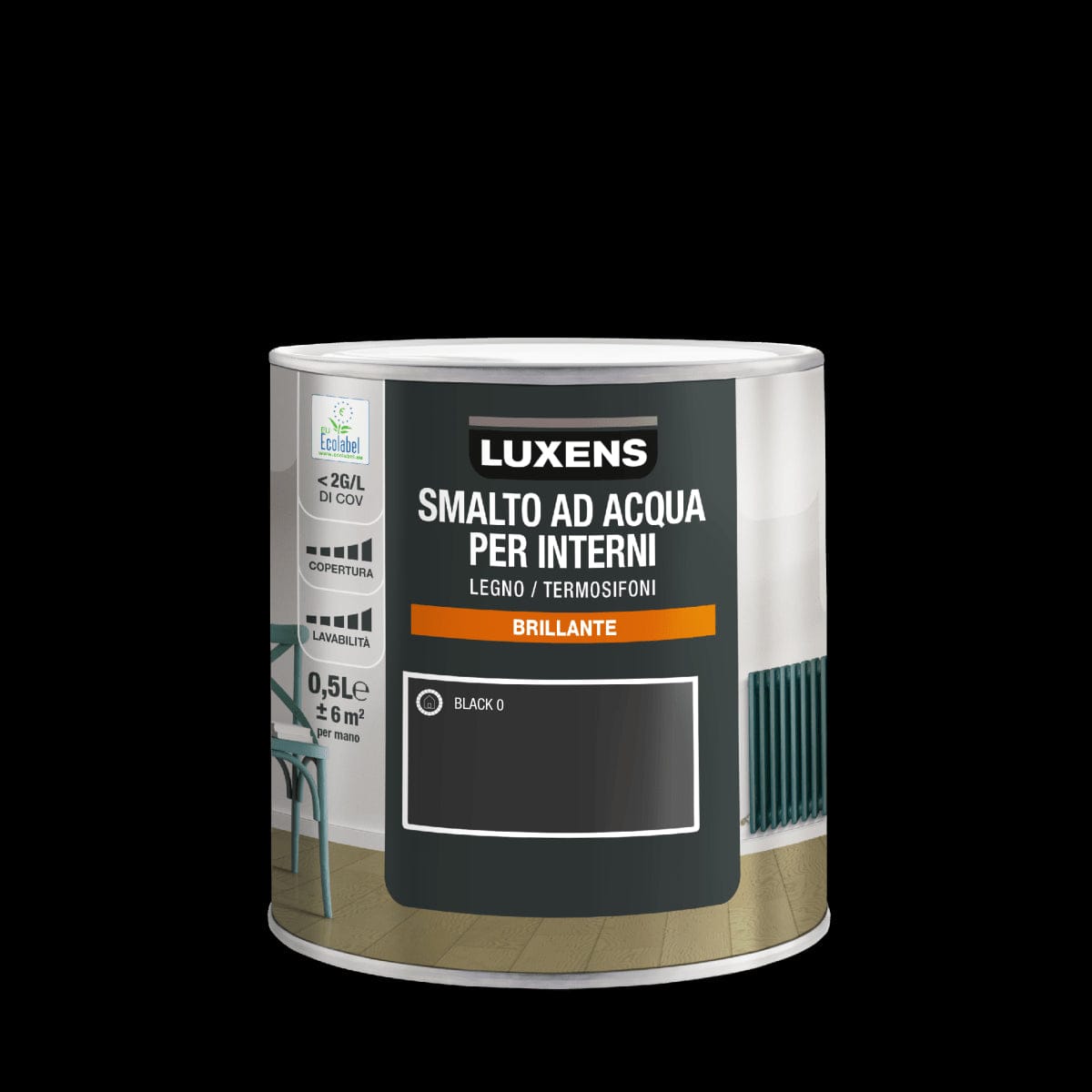 Bricocenter LUXENS BRILLIANT BLACK INTERIOR WATER ENAMEL 500ML