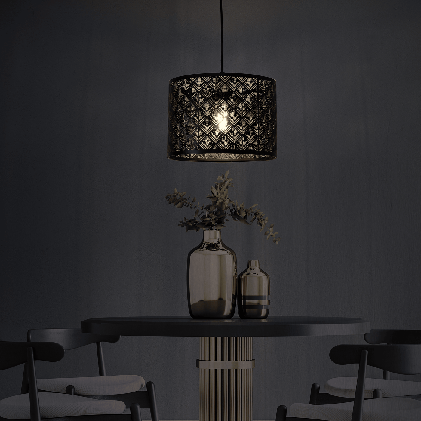 Galati black metal chandelier d30 cm e27