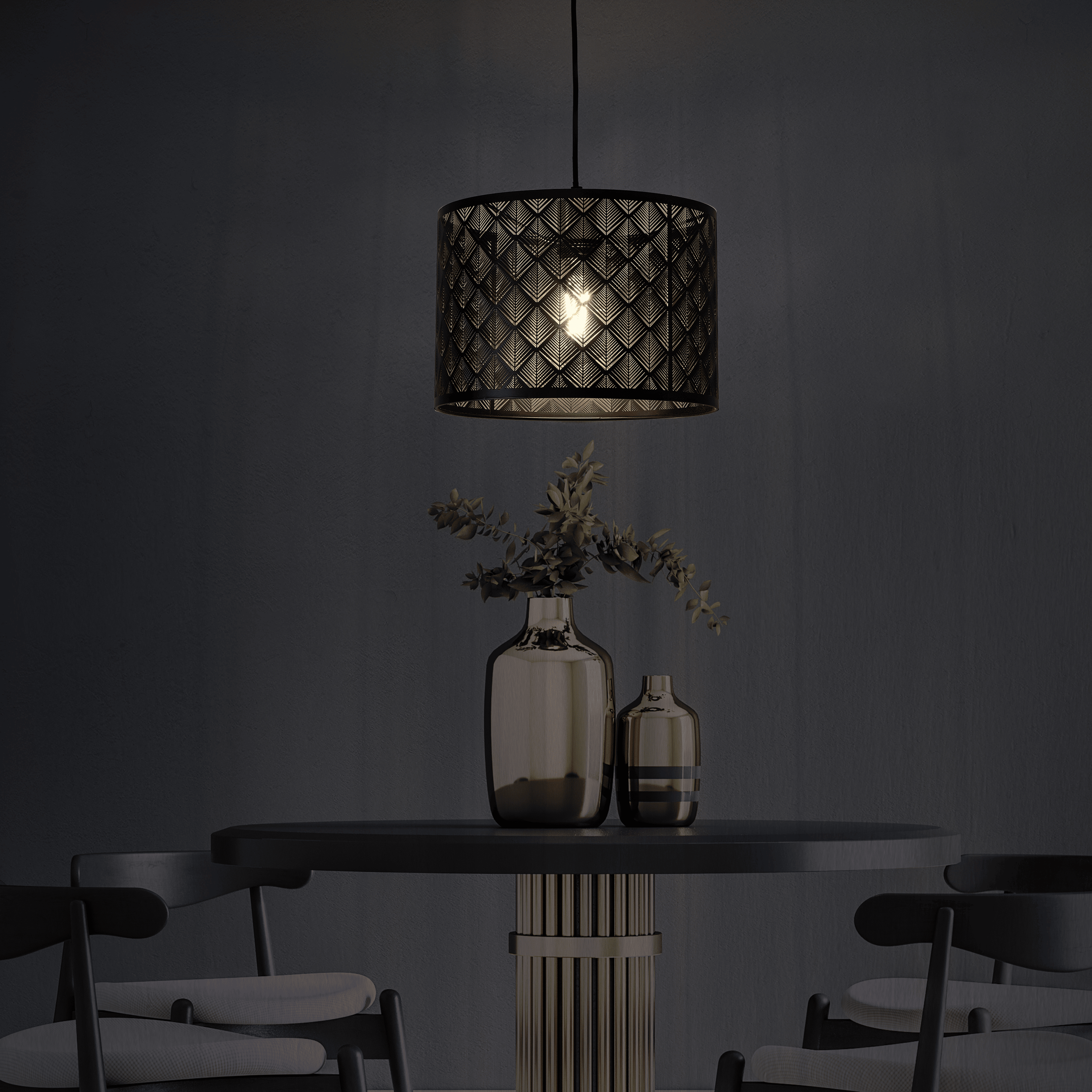 Galati black metal chandelier d30 cm e27