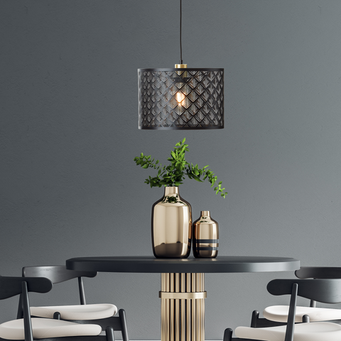 Galati black metal chandelier d30 cm e27